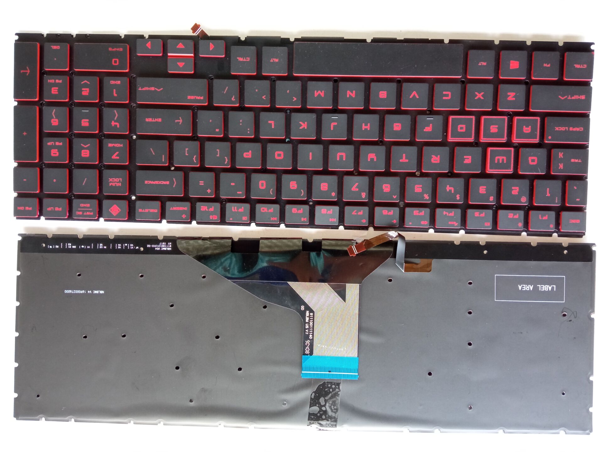 Picture of New Replacement Laptop Keyboard For HP 15-DC BLACK Backlit,Red Printing,Red side US Layout